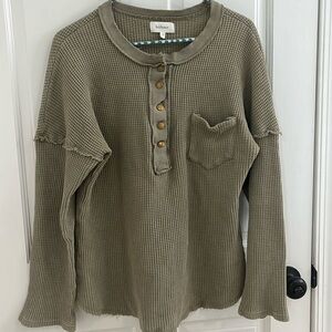 Bohme distressed waffle knit snap button henley